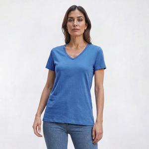 Womens Preswick & Moore(R) Solid Short Sleeve V-Neck Tee